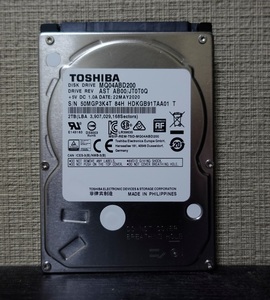 ■正常動作品■TOSHIBA製2.5inch AVコマンド対応HDD 2TB MQ04ABD200