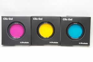 【適格請求書発行】美品 Profoto Clic Gel 3点セット Rose Pink,Yellow,Peacock Blue 色効果フィルターキット【アルプスカメラ】241118l