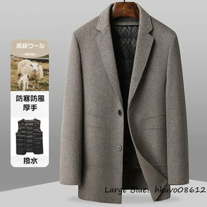 18万 国内未販売*ダウンコート メンズ ダウンジャケット 防寒 厚手 超希少 ビジネスコート ウールコート ロングコート WOOL カーキ 3XL