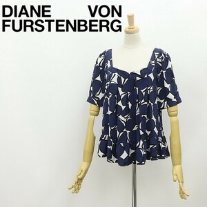 ◆DIANE von FURSTENBERG ダイアンフォンファステンバーグ EDITH シルク 総柄 スクエアネック タック フレア ブラウス トップス 4