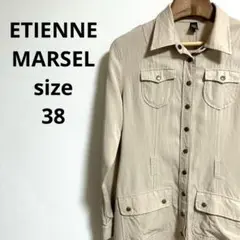 ETIENNE MARSEL✨シャツワンピース ミリタリー ベージュ 【38】