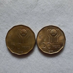 アルゼンチン 1978年サッカーワールドカップ記念コイン 20ペソ 50ペソ 2枚まとめて