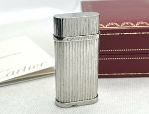 着火確認済 CARTIER カルティエ ゴドロン プラチナフィニッシュ ライター CA120115 付属品有 C1-11