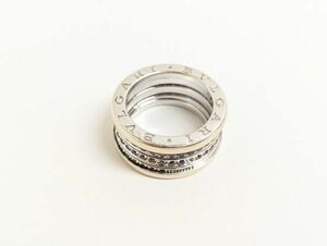 【1円～】BVLGARI ブルガリ K18 750 13号 14.4g リング ビーゼロワン 3バンド ガーネット ホワイトゴールド レディース[14]