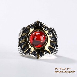 １円～ ◆新品 シルバー925 リング ドクロ 太陽神 幸福 祈り 幸せ ファッション指輪 アクセサリー 男女兼用 レディースサイズ調整可[3176]