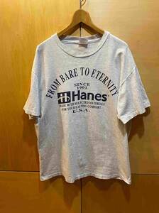 古着 USA製 Hanes オールド ロゴ Tシャツ L グレー ヘインズ ヴィンテージ