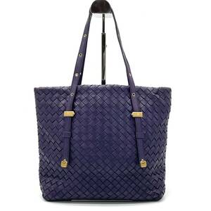 1円 良品 BOTTEGA VENETA ボッテガヴェネタ レザー イントレチャート トートバッグ ハンドバッグ レディース