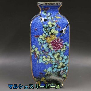 景徳鎮　官窯焼き　四方花瓶　花鳥花瓶　琺瑯彩　粉彩 花鳥　観賞　磁器　置物　装飾　収蔵　コレクションY38321