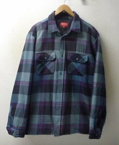 ◆国内正規 Supreme シュプリーム XL 美 20aw Quilted Flannel Shirt 中綿 キルティング チェック シャツ ジャケット NAVY XL