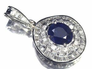 KM12235SS【1円～】新品【RK宝石】≪Sapphire≫ 極上サファイア 大粒1.44ct 極上ダイヤモンド 0.68ct Pt900 高級ペンダントヘッド ダイヤ