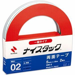 【新品】（まとめ） ニチバン ナイスタック 再生紙両面テープ大巻 5mm×20m NW-5 1セット（20巻：2巻×10パック） 〔×2セット〕