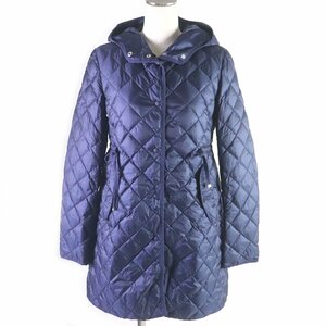 美品□MONCLER モンクレール CANACHE 中綿入り ドローコード フーデッド キルティングコート ジャケット ブルー 1 イタリア製 レディース