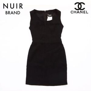 シャネル CHANEL ワンピース ノースリーブ ウール ブラック