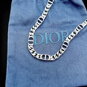 保存袋付き Christian dior クリスチャンディオール チェーンリンク CD ICON CDアイコン ネックレス 喜平 アクセサリー シルバー 1624