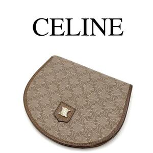 希少 CELINE セリーヌ 折り財布 マカダム ワンポイントロゴ 馬蹄型