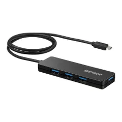 【新着商品】バッファロー USB ハブ USB3.2(Gen1) Type-C バスパワー 4ポート ブラック スリム設計 60cm 軽量 テレワーク 在宅勤務 BSH4U12560C1BK