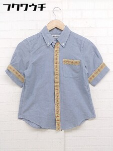 ◇ ◎ BEAMS BOY ビームス ボーイ リネン混 半袖 シャツ サイズboy ブルー マルチ レディース