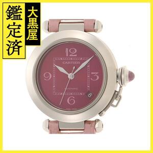 Cartier　カルティエ　パシャC・2005年クリスマス限定　W3108299　SS/レザー　女性用自動巻時計【473】