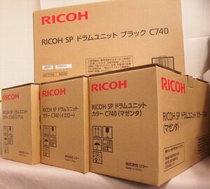 NoT725☆RICOH純正 SP ドラムユニット カラー C740 3色+おまけ黒(ドラムのみ)セット 青赤黄各1箱 箱開封済・中身未使用未開封/ジャンク☆