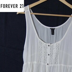 フォーエバー21 FOREVER21■ノースリーブ　チュニック　キャミソール　シフォン　レース　レディース古着■M■アイボリー系 ※IW4412250