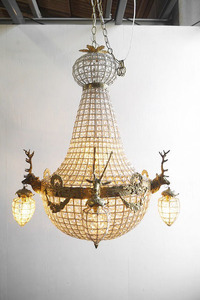 アンティーク調　フランス　ガラス装飾　11灯シャンデリア　ライト　ランプ
