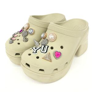 ◆crocs クロックス サイレンクロッグ サンダル 7◆ アイボリー ジビッツ付き レディース 靴 シューズ shoes