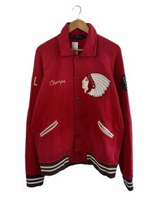 POLO RALPH LAUREN◆ジャケット/L/コットン/RED/インディアン/ワッペン/ベースボールジャケット