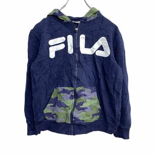 FILA ジップアップスウェットパーカー キッズ Lサイズ フィラ ネイビー古着卸 アメリカ仕入 t2202-3973