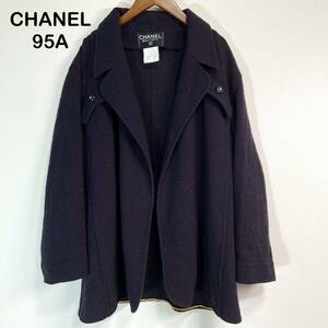 95A 1995年製　☆希少・美品☆ CHANEL シャネル　ヴィンテージ品　ココマークボタン　チェーン付き　ジャケット　コート　羽織り　38サイズ