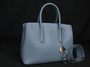 1円 ■美品■ FURLA フルラ テッサ レザー 2WAY クロスボディ ハンドバッグ ショルダーバッグ 斜め掛け レディース ブルー系 FD0595