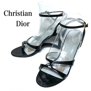 二点以上で送料無料！ C005 Christian Dior クリスチャンディオール ストラップ アンクルベルト ドレスサンダル 6 黒 ブラック 23cm相当