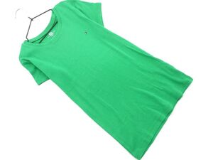 ネコポスOK TOMMY HILFIGER トミーヒルフィガー ワンポイント Tシャツ sizeS/緑 ■◆ ☆ efa4 レディース