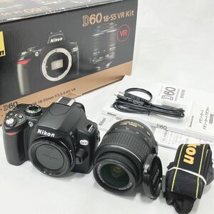 美品　Nikon ニコン D60 18-55 VR Kit AF-S DX NIKKOR 18-55mm f/3.5-5.6G VR デジタル 一眼レフ カメラ レンズ 追加写真有　R店1030