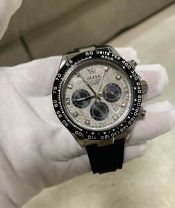 国内発送　メンズ腕時計　デイトナオマージュ　クロノグラフ　シリコン　スーツ　高品質　防水腕時計　ジルコニア1688j人気