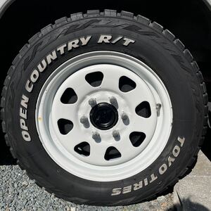 タイヤホイール4本セット　スチール　日産エルグランドジャンボ　215/65/16 6穴　TOYO OPEN COUNTRY MTタイヤ　中古　