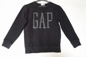 GAP KIDS/ギャップキッズ/長袖トレーナー/スウェット素材/裏起毛素材/フロントプリント/黒/ブラック/M(8)サイズ/130サイズ(10/24R6)