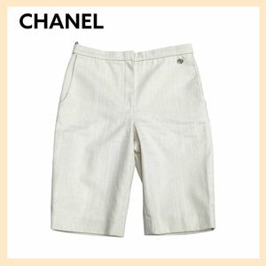 高級 CHANEL シャネル 2021年モデル P70593V62000 COCO ココマーク ロゴプレート コットン ショートパンツ ハーフパンツ レディース