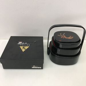 201　中古　KANSAI　やまもと寛斎　手提入子三段重　ZEN　「鳳凰」　山中漆器　合成漆器　お重セット