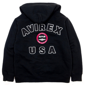 AVIREX VARSITY LOGO SWEAT PARKA アヴィレックス バーシティ ロゴ スウェット パーカー 黒 XL