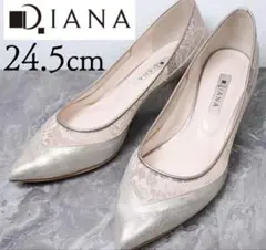 DIANA ダイアナ 24.5 メッシュ パンプス ゴールド ベージュ