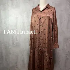 【美品】I AM I in fact...  犬柄ロングワンピース　サテン