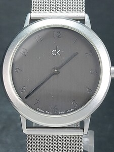 美品 箱付き CalvinKlein カルバンクライン K03111 K03112 アナログ クォーツ 腕時計 グレー文字盤 メタルベルト ステンレス 電池交換済み