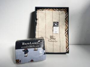 492 BURBERRY バーバリー 毛布 140×200 ホースマーク刺繍 RALPH LAUREN FULL SHEET SET 寝具2点まとめ