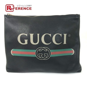 GUCCI グッチ 500981 ロゴ セカンドバッグ カバン クラッチバッグ ブラック メンズ【中古】