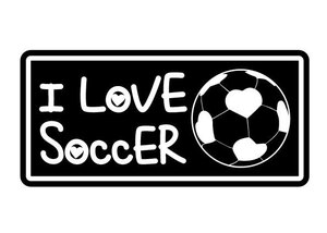 ★☆サッカー好きな方に♪ i love soccer サッカーボール　カッティングステッカー (c_r)♪