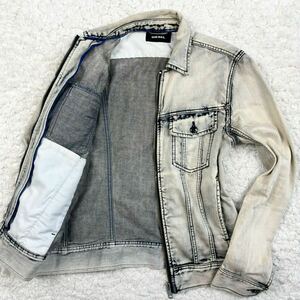 『永遠の定番！』DIESEL ディーゼル ヴィンテージ加工 アイスウォッシュ ジップアップ デニム ジャケット インディゴ M Gジャン