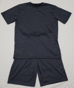 【クルーネックTシャツ&ハーフパンツセット】人気のグレー/LL☆吸汗速乾生地で快適☆おしゃれ可愛いカジュアルかっこいいスポーツ☆送660円