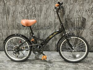 【USED品】【試乗車】前カゴ付属20インチ折り畳み自転車SHIMANO外装6段変速　ブラック【SK07214】