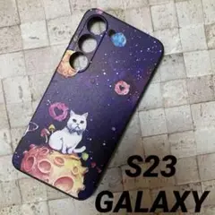 GALAXY S23 ケース ギャラクシー カバー ソフト 猫 惑星 cj2