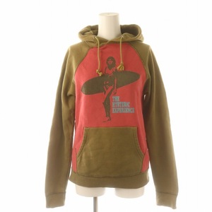 ヒステリックグラマー HYSTERIC GLAMOUR 90s パーカー ロゴ サーフィン柄 プリント フード ラグランスリーブ 長袖 F ピンク ベージュ